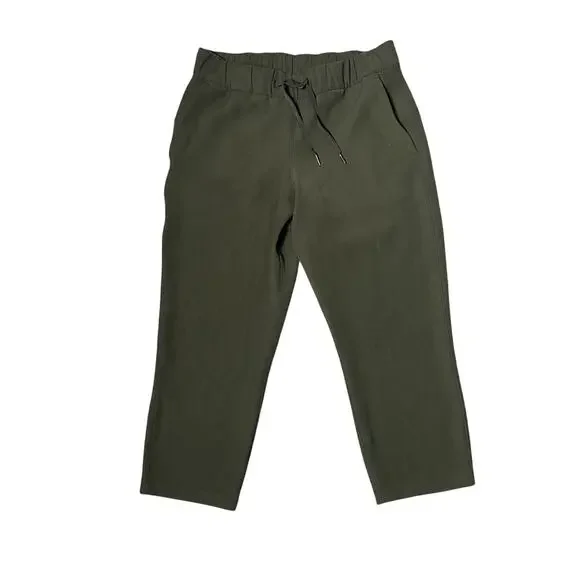 Lululemon On the Fly Crop Woven 23 Dark Olive Green Pants
